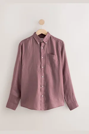 Next Mauve Purple Signature 100% Linen Long Sleeve Shirt