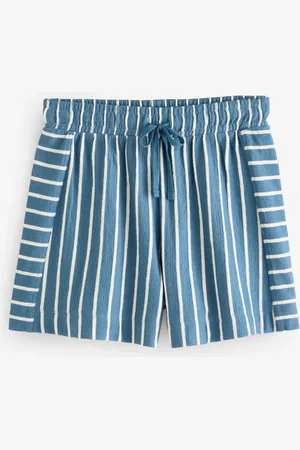 Next Blue/ Towelling Striped 100% Cotton Shorts