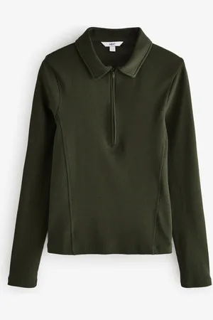 Next Dark Long Sleeve Collared Zip Top