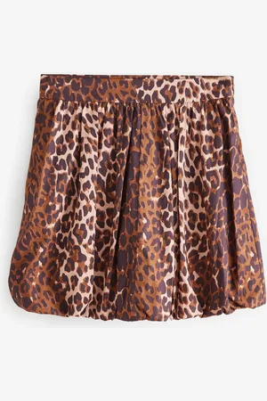Next Leopard Print 100% Cotton Bubble Hem Mini Skirt