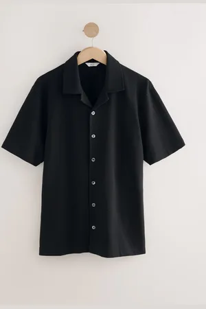 Next Crepe Cuban Collar Textured Jersey Short Sleeve Shirt