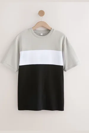 Next /Grey Textured Colour Block T-Shirt