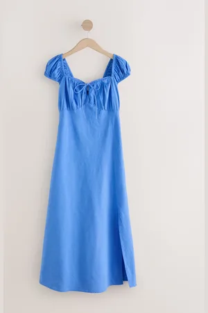 Next Pastel Puff Sleeve Midi Dress