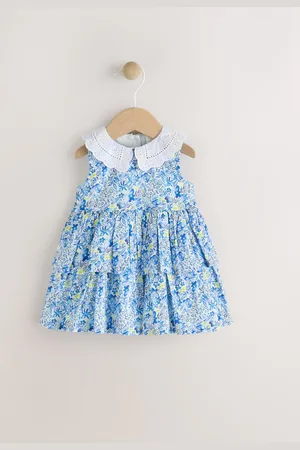 Next Floral Baby Frill Collar Tiered 100% Cotton Dress (0mths-2yrs)