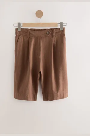 Next /Orange Stripe Linen Rich City Knee Shorts