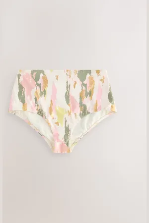 Next Khaki/ High Waist Print Bikini Bottoms