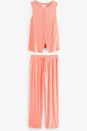 Next Fluro Button Through Vest Pyjamas