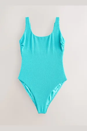 Next Aqua Crinkle Scoop Neck Tummy Control Swimsuit