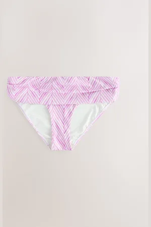 Next Lilac Purple Zigzag Print Roll Top Bikini Bottoms