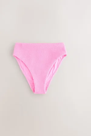Next Neon Crinkle High Waist High Leg High Leg Bikini Bottoms