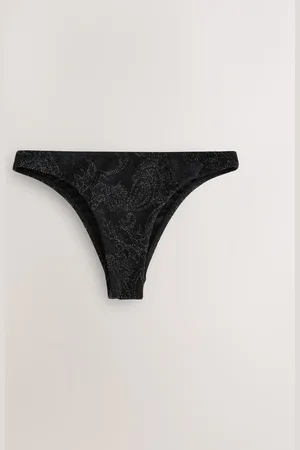 Next Silver Metallic Paisley Brazilian High Leg Bikini Bottoms