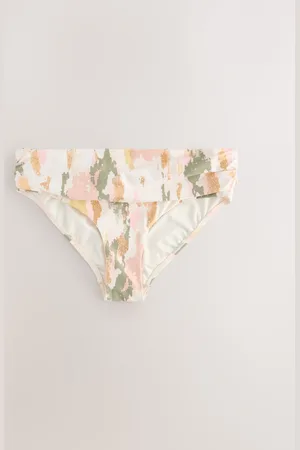 Next Cream/ Camo Foil Roll Top Bikini Bottoms
