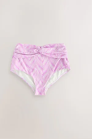 Next Lilac Purple Zigzag Print Midi Waist Bikini Bottoms