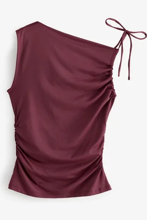 Next Burgundy Red Soft Touch Polyamide Ruched Sleeveless Top
