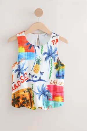 Next Multi 100% Cotton Sleeveless Bubble Hem Top