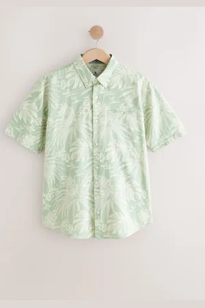 Next 100% Cotton Textured Floral Print Short Sleeve Shirt