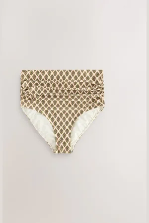 Next Khaki /Cream Foil Woodblock Maternity High Waist Bikini Briefs
