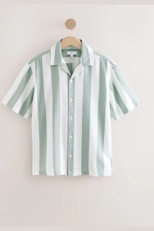 Next Waffle Textured Stripe Short Sleeve 100% Cotton Shirt
