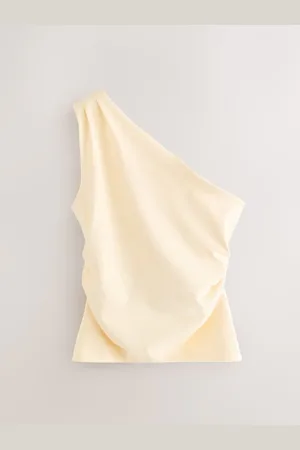 Next Lemon Yellow One Shoulder Ruched Top