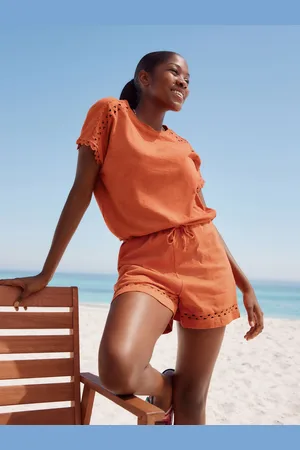 Next Orange 100% Cotton Jersey Summer Shorts