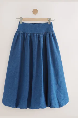 Next Mid Puffball Midi Denim Skirt