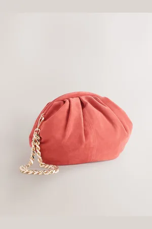 Next Orange Leather Snap Clutch Bag