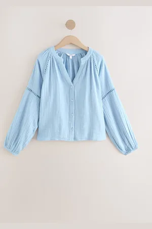 Next Light Button Down Long Sleeve Doublecloth Blouse