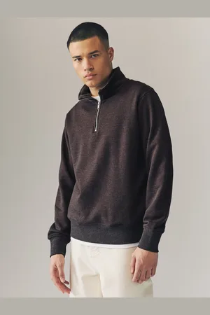 Next Marl Jersey Cotton Rich Quarter Zip Sweatshirt