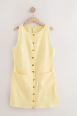 Next Yellow 100% Linen Shift Dress