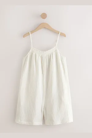 Next Ecru 100% Cotton Double Cloth Playsuit
