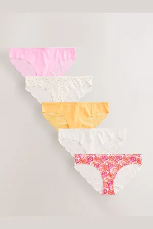 Next Tropical Print Brazilian No VPL Lace Back Briefs 5 Pack
