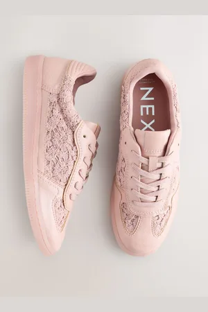 Next Blush Broderie Forever Comfort Slim Lace Up Trainers