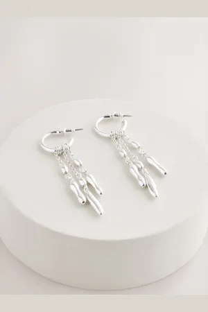 Next Tone Chain Drop Hoops Earrings