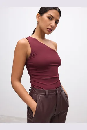 Next Burgundy Red Soft Touch Polyamide One Shoulder Ruched Top