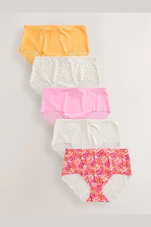 Next Tropical Print Midi No VPL Lace Back Briefs 5 Pack
