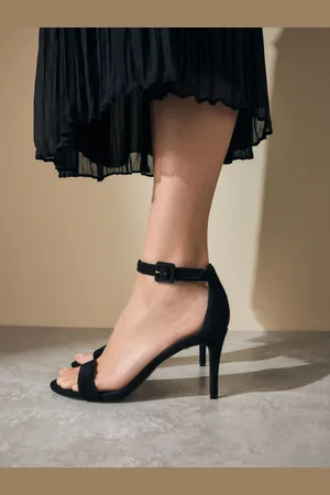 Next Signature Premium Leather Round Toe Buckle Detail Mid Simple Sandals
