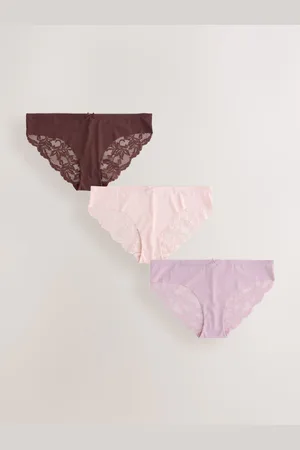 Next Chocolate / Mauve / Pink Brazilian No VPL Lace Back Briefs 3 Pack