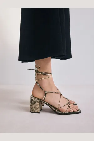 Next Snake Forever Comfort Square Toe Wrap Block Heel Sandals