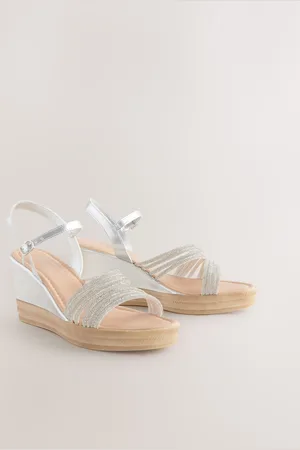 Next Forever Comfort Round Toe Asymmetrical Bling Platform Wedges