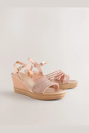 Next Rose Forever Comfort Round Toe Asymmetrical Bling Platform Wedges