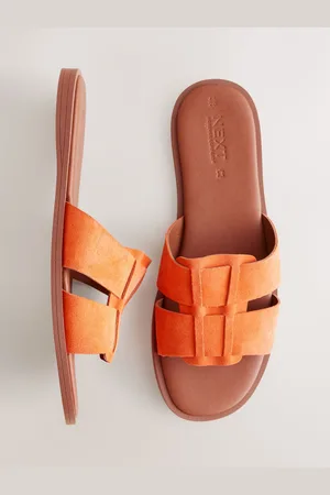 Next Orange Suede Standard/Wide Fit Forever Comfort Slot Mule Sandals