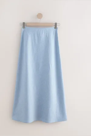 Next Linen Rich Textured Chambray Midi Skirt