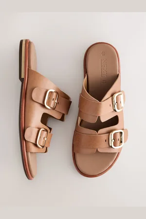 Next Leather Forever Comfort Double Buckle Mules
