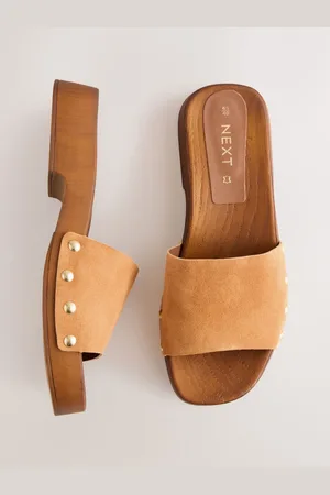 Next Suede Open Toe Studded Clog Mule Sandals