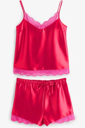 Next Red Lace Trim Cami Shorts Set Pyjamas