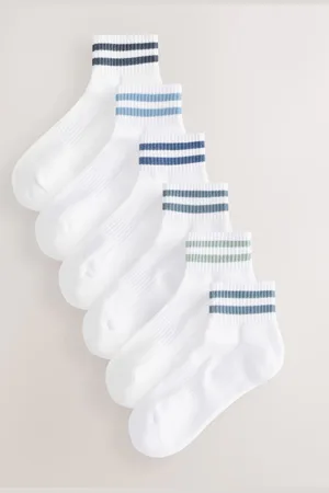 Next /Blues Striped 5 Pack Mid Trainer Socks