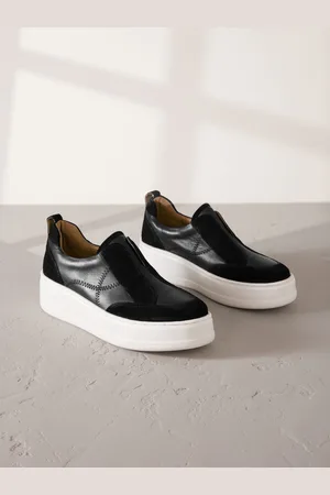 Next Slip On Signature Forever Comfort Leather Chunky Wedge Platform Trainers