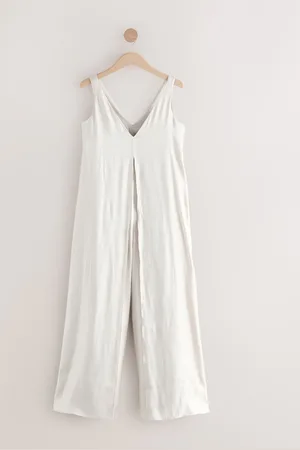 Next Champagne Metallic V-Neck Wide Leg Jumpsuit