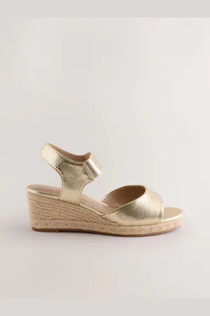 Next Extra Wide Fit Forever Comfort Round Toe Elastic Strap Detail Wedges