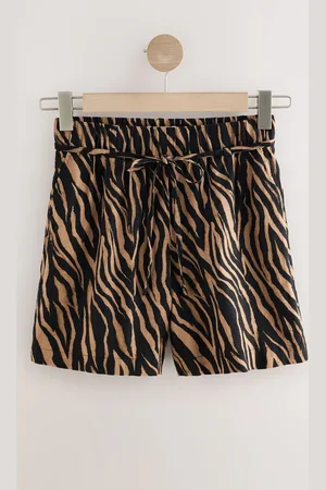 Next Zebra Print Tie Waist Linen Blend Boy Shorts